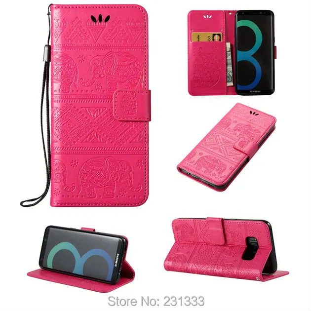 Кожаный чехол-Кошелек на ремешке для Samsung Galaxy S8 PLUS J3 J5 J7 A3 A5 2017 J2 Prime Elephant TPU