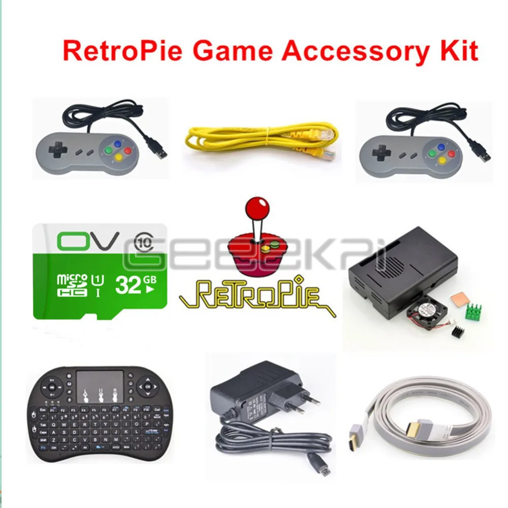 GeeekPi 32 GB ретропай игровой консольные аксессуары комплект с 2 шт USB геймпад для