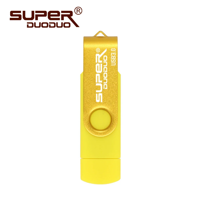 yellow Usb 3,0 OTG 64G флеш-накопитель USB флеш-накопитель 128 ГБ usb внешняя карта памяти флеш-накопитель 32 Гб 16 Гб микро usb флешка - Цвет: yellow