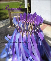 50 pcs purple and light purple wedding wands ribbon bells streamers birthday party