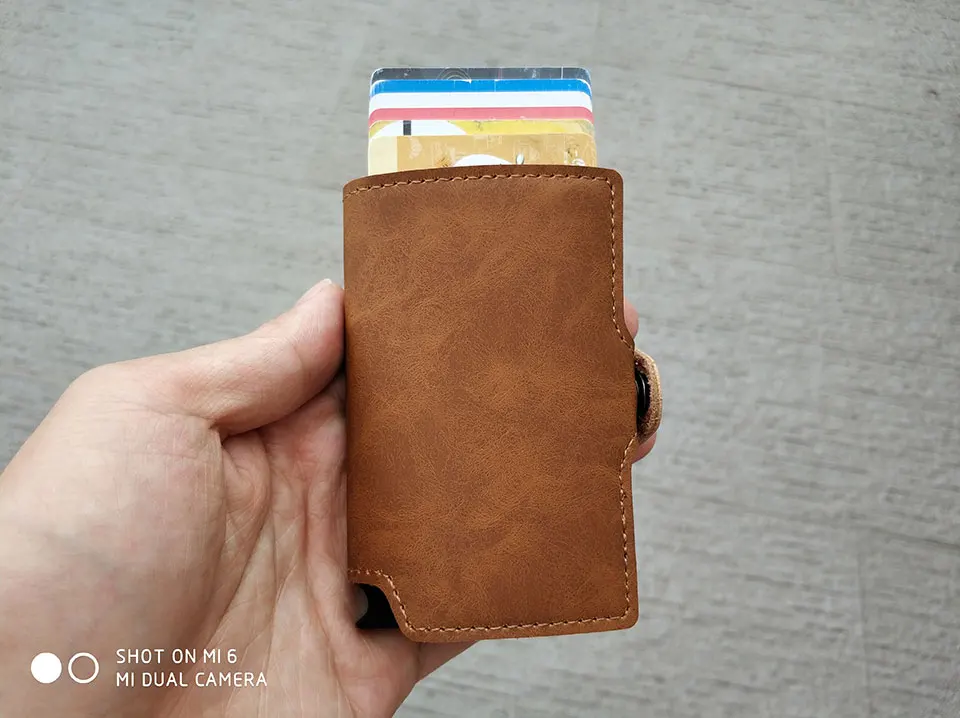 RFID Блокировка винтажный кожаный кредитный держатель для карт мужской металлический алюминиевый сплав Бизнес ID визитница тонкий кошелек чехол для карт кошелек