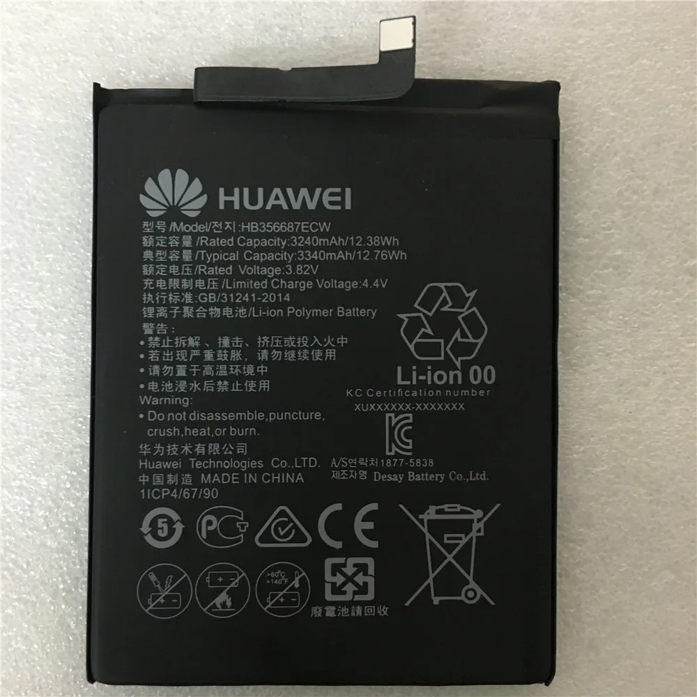 Hua Wei аккумулятор для телефона HB356687ECW для huawei Nova 2 plus/Nova 2i/G10/mate 10 Lite 3340 мАч Сменные Аккумуляторы