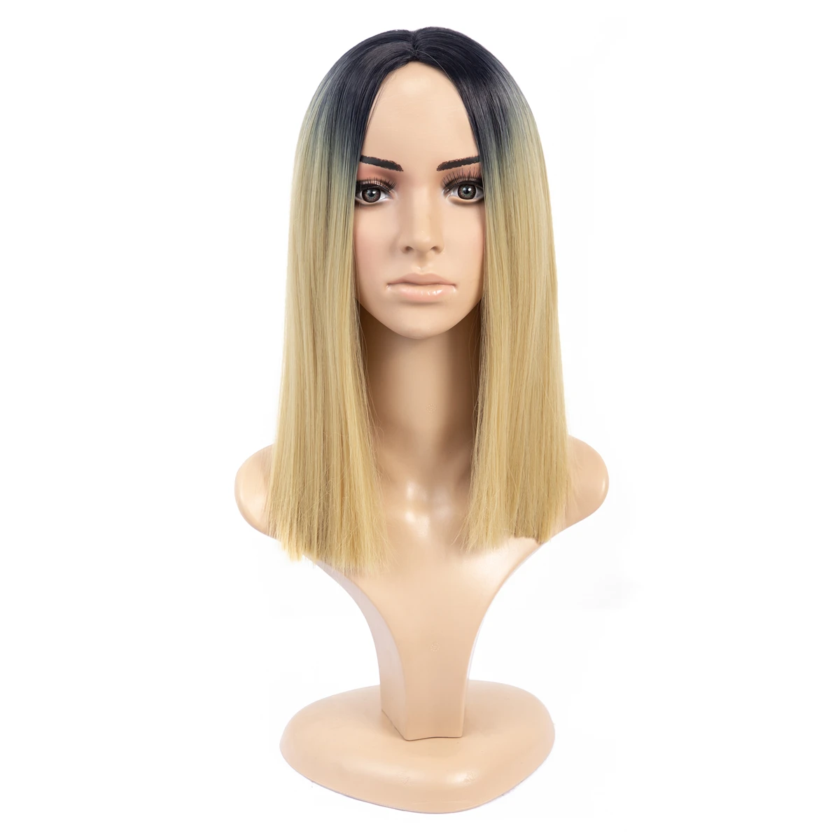 

Ombre Pink/Blonde Short Straight Heat Resistant Synthetic Hair Wig For Black/White Women Cosplay Or Party Bob Wigs Machine Wigs