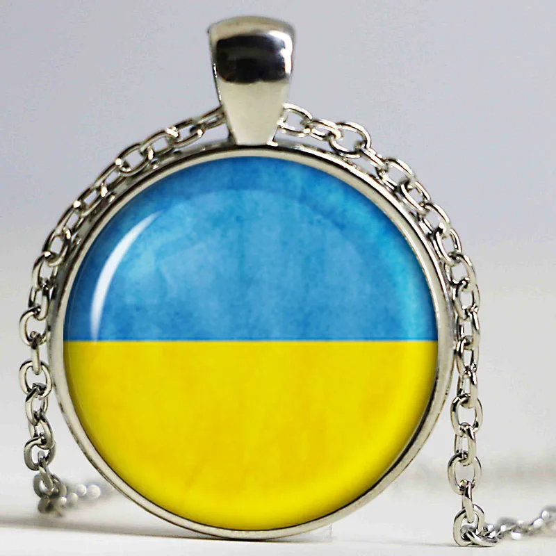 Ювелирные изделия ручной работы ретро DIY ожерелье фото Украины флаг Стеклянная