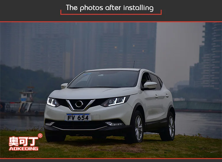 АКД Тюнинг автомобилей Фара для Nissan Qashqai- фары светодио дный DRL ходовые огни би-ксенон луч Противотуманные фары ангельские глазки