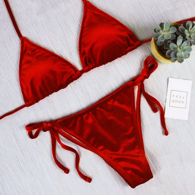 Синий и красный цвета бархат ремешками повязку купальник повод Средства ухода за