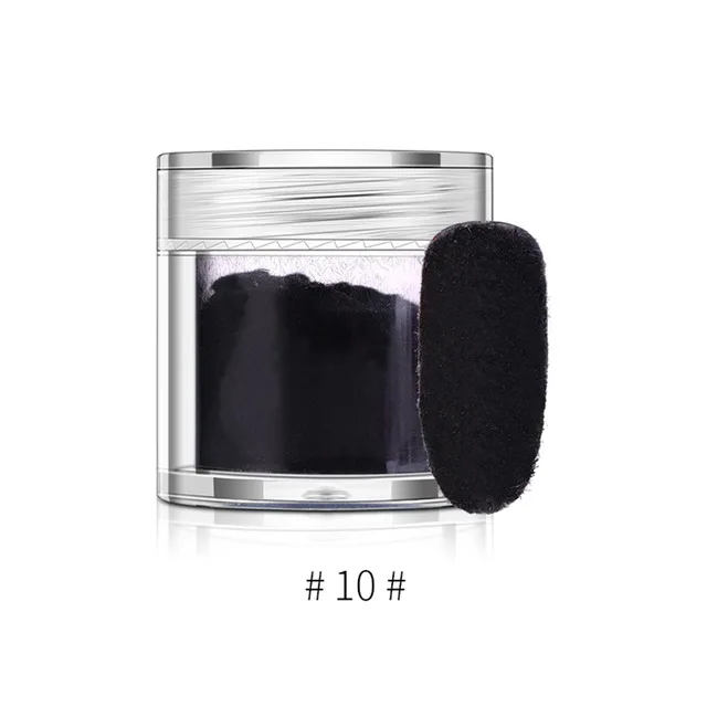 Style 10 Black 10 цветов пушистая Флокированная бархатная пудра для Ногтей Красочная блестящая Пыль для маникюра DIY УФ-Гель-лак для ногтей - Цвет: Style 10 Black