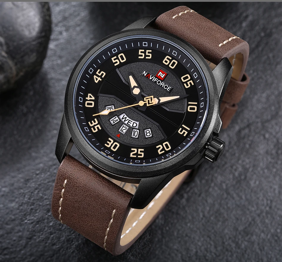Роскошный бренд NAVIFORCE мужские модные спортивные часы мужские кварцевые часы мужские кожаные водонепроницаемые военные наручные часы relogio masculino