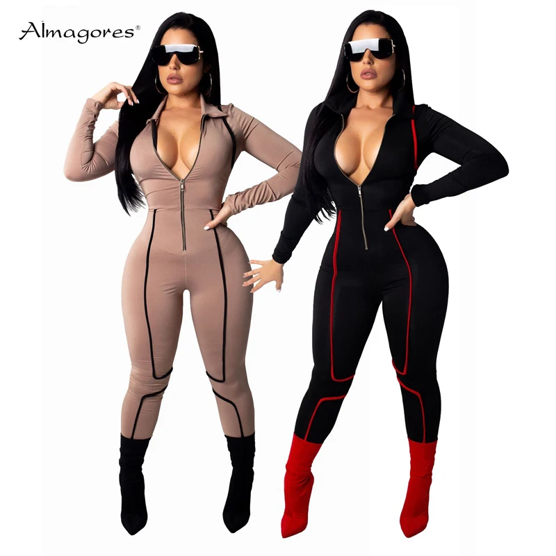 Лоскутное полосатый комбинезон для женщин Тонкий bodycon Комбинезоны и малышек