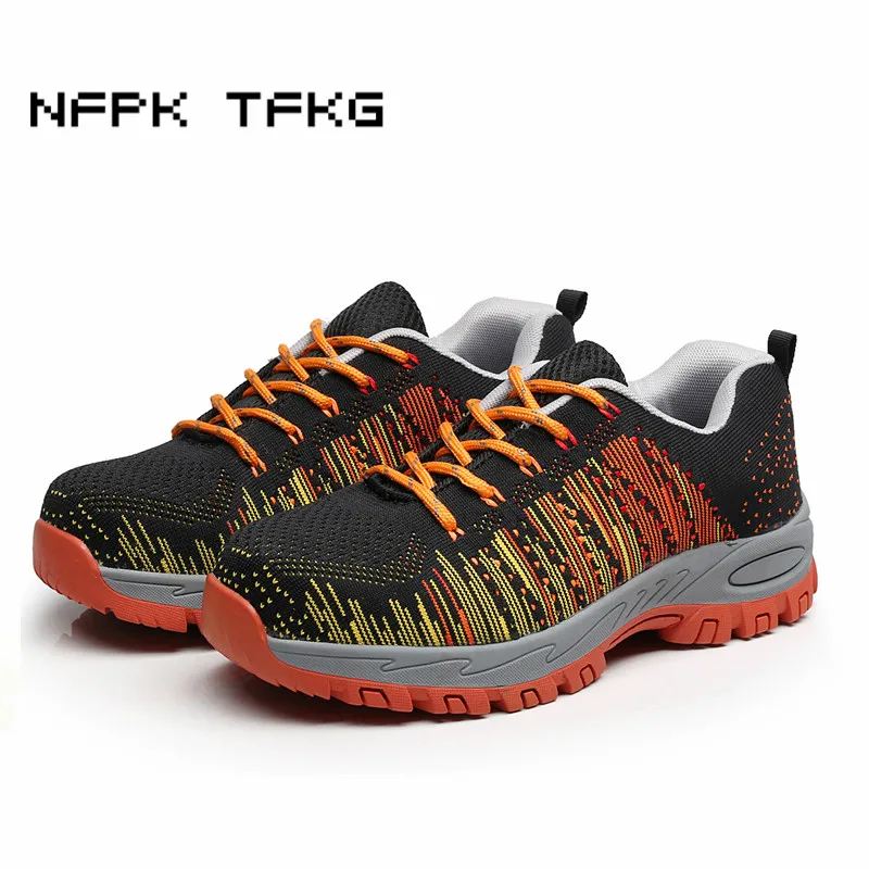 

new fashion mens breathable mesh steel toe cap work safety shoes outdoors site factory puncture proof tooling security boots man