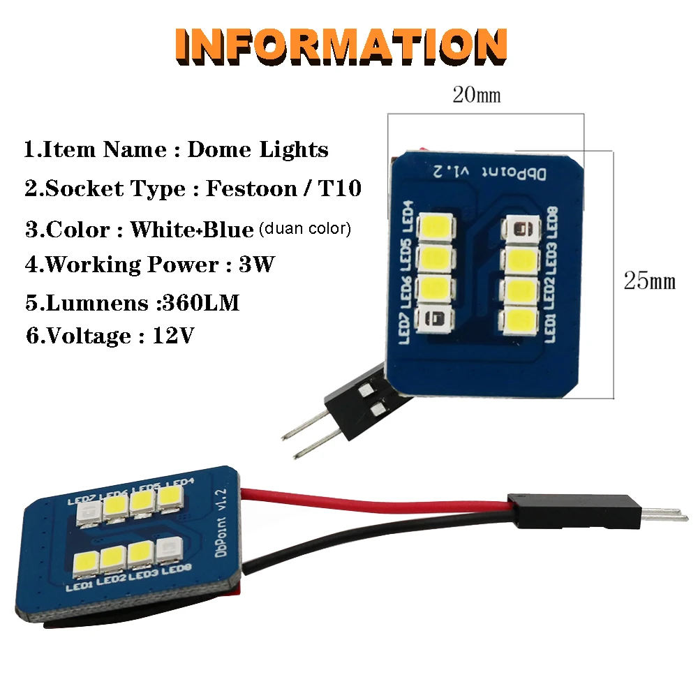 Светодиодная панель canbus 20x белого и синего цвета T10 2835 8 Smd автомобильная лампа для