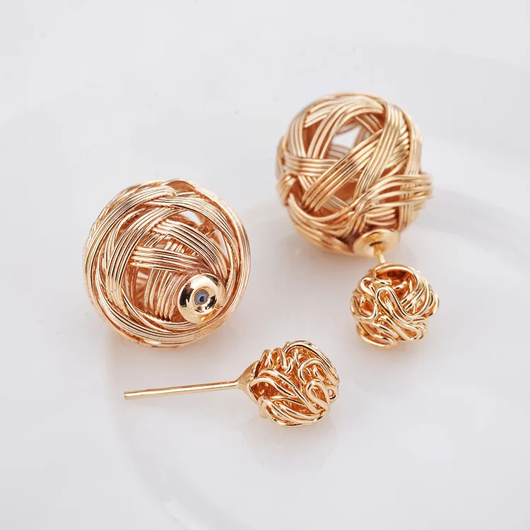 Liffly Boho Jewelry Personality Round Earrings Woven Clip Simple Double Sided Women Accessories | Украшения и аксессуары