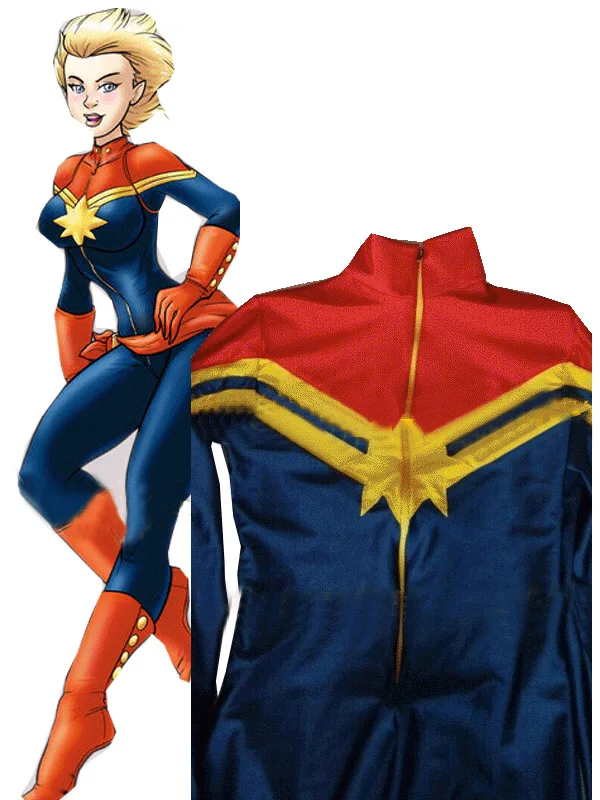 Женский костюм для косплея Captain Marvel Хэллоуина из спандекса женщин/девушек Zentai |