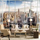 Пользовательские 3D фотообои европейские 3D окна Нью-Йорк высотные стенная роспись в виде здания художественные обои для гостиной украшение дома Фреска
