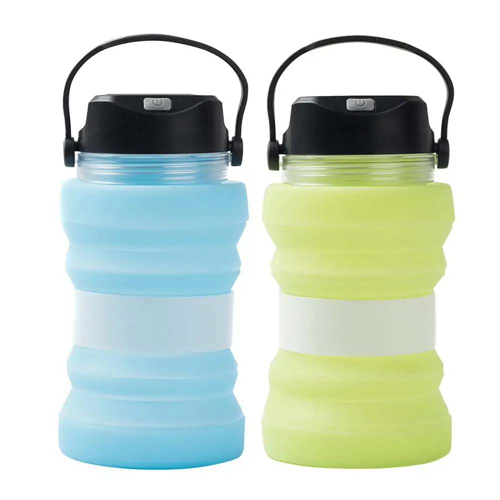 Силиконовый чайник на солнечной батарее 730 мл складной светодиодный светильник