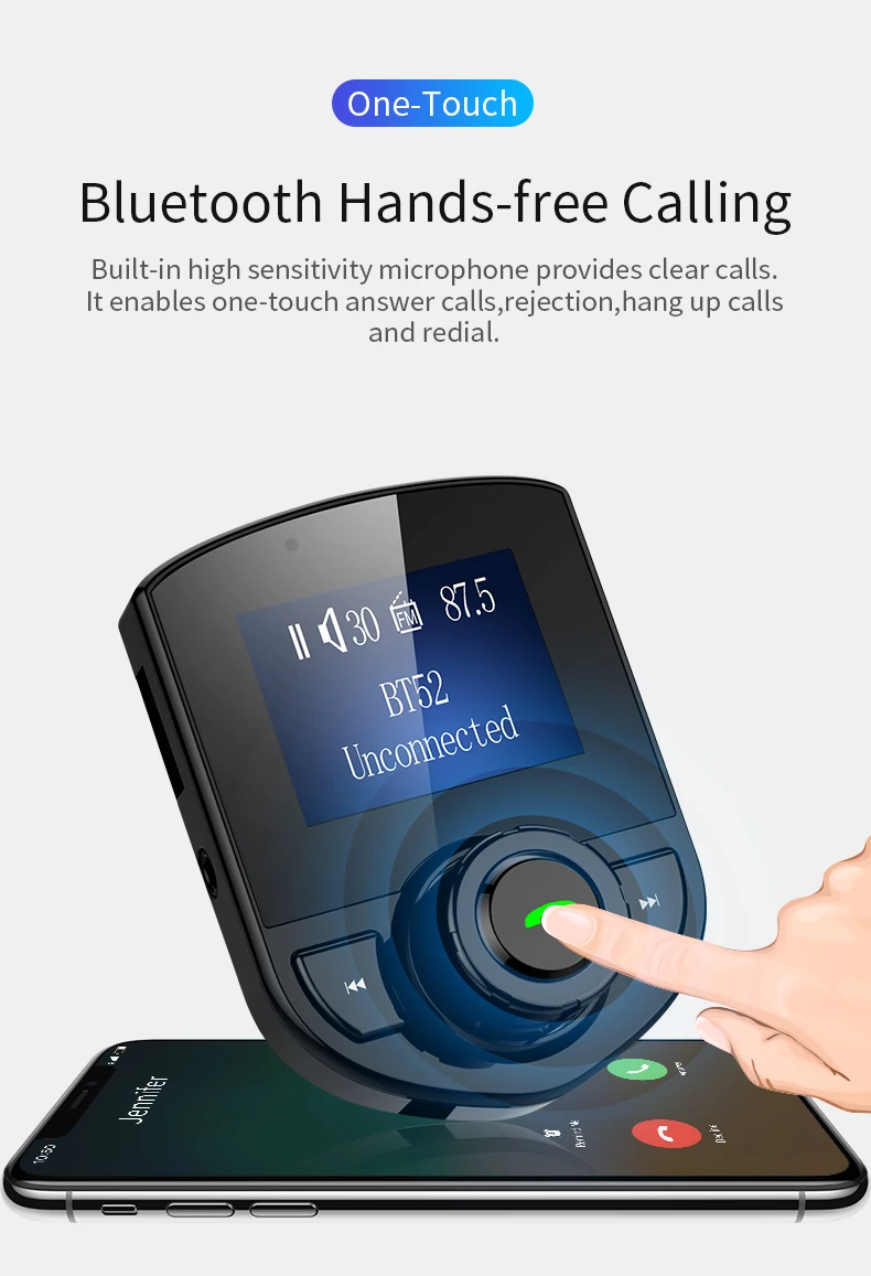 Автомобильный Bluetooth громкой связи MP3-плеер Телефон к радио FM-передатчик BT52 |