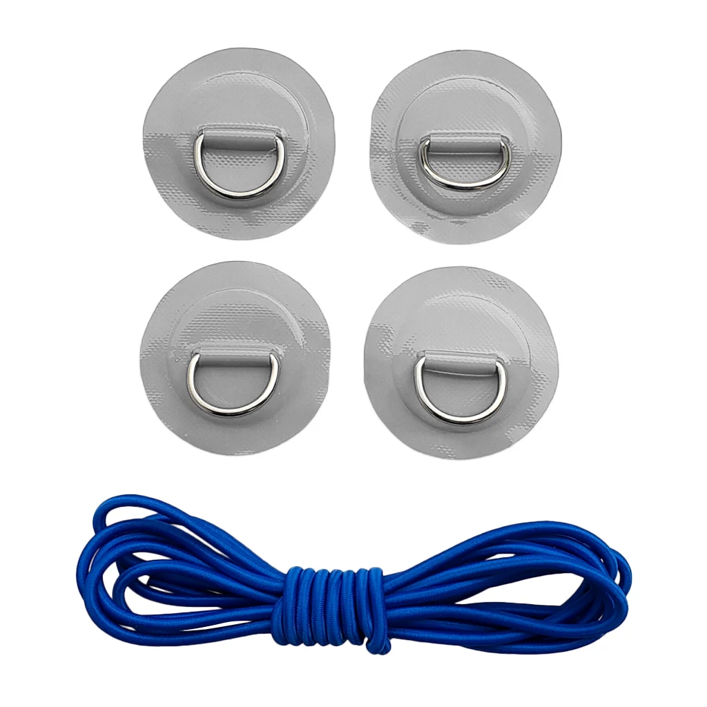 4pcs Durable Strong Marine 316 Stainless Steel D Ring Patch Pad Shock Rope for PVC Inflatable Boat Kayak Fishing Raft Dinghy | Спорт и