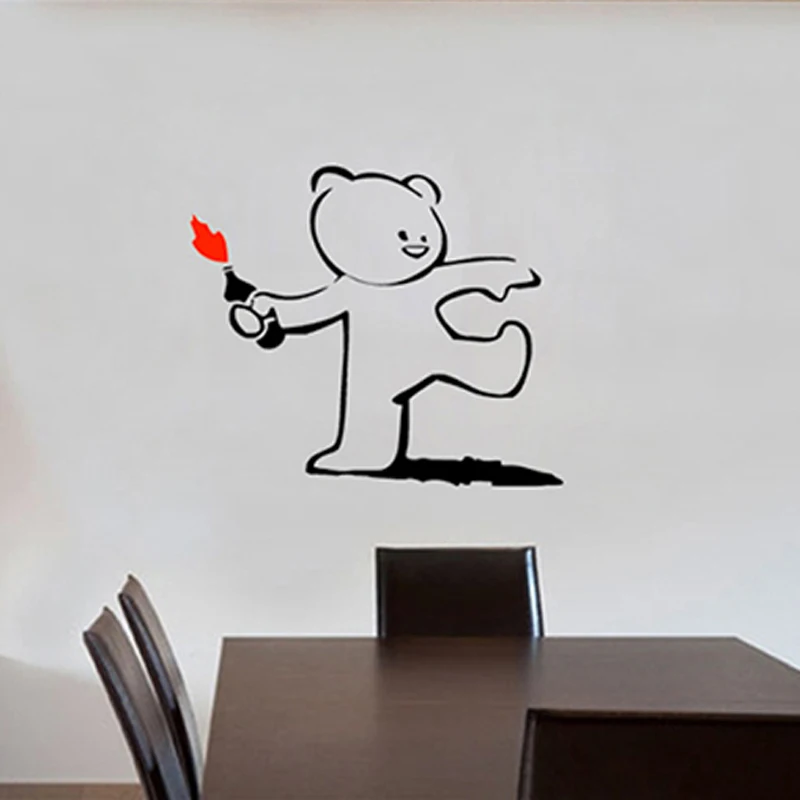 Обои в стиле Бэнкси милый Мишка Тедди метательная огненная бутылка настенная