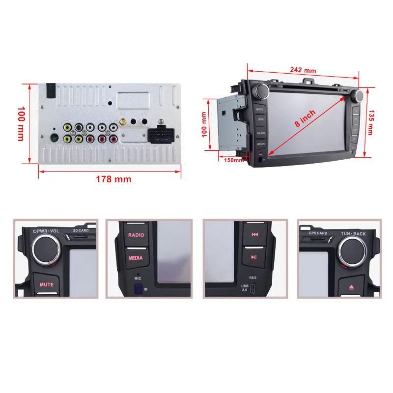 Qiming Start 8 дюймов 2 DIN в-dash DVD GPS плеер для Toyota Corolla 2008-2011 аудио стерео Радио с Bluetooth RDS