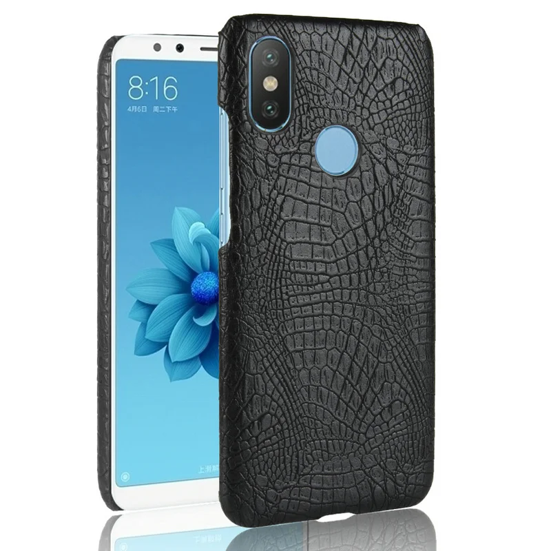 Роскошные крокодиловой кожи Pattern Жесткий PC Обложка для Xiaomi Mi A2 Lite Защитный