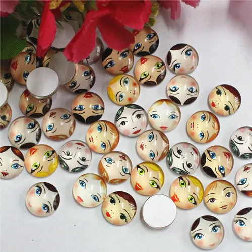 10 мм разнообразные круглые стеклянные кабошоны с плоской задней стороной для