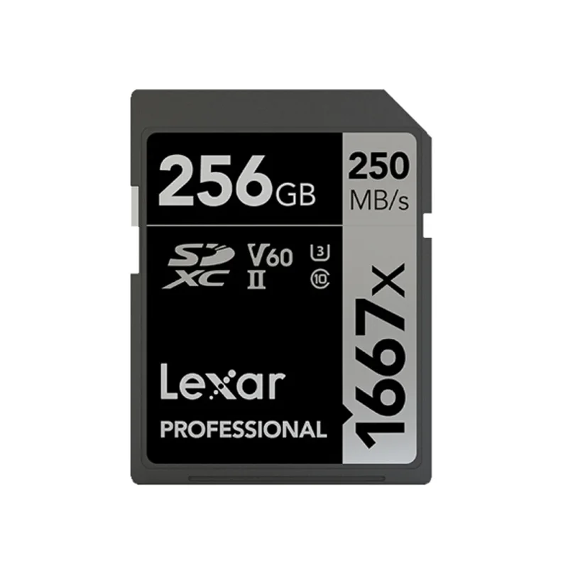 Lexar Профессиональный 1667x SD Card 64 Гб 128 256 SDXC UHS-II V60 карту памяти SD класса 10 до 250 МБ/с. 4K SD карты для цифрового однообъективного зеркального фотоаппарата - Емкость: 256GB