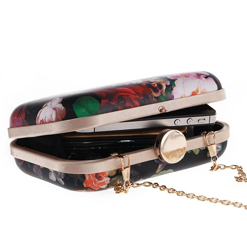 BERNO Fly/Брендовая женская вечерняя сумочка с цветочным принтом золотистого цвета