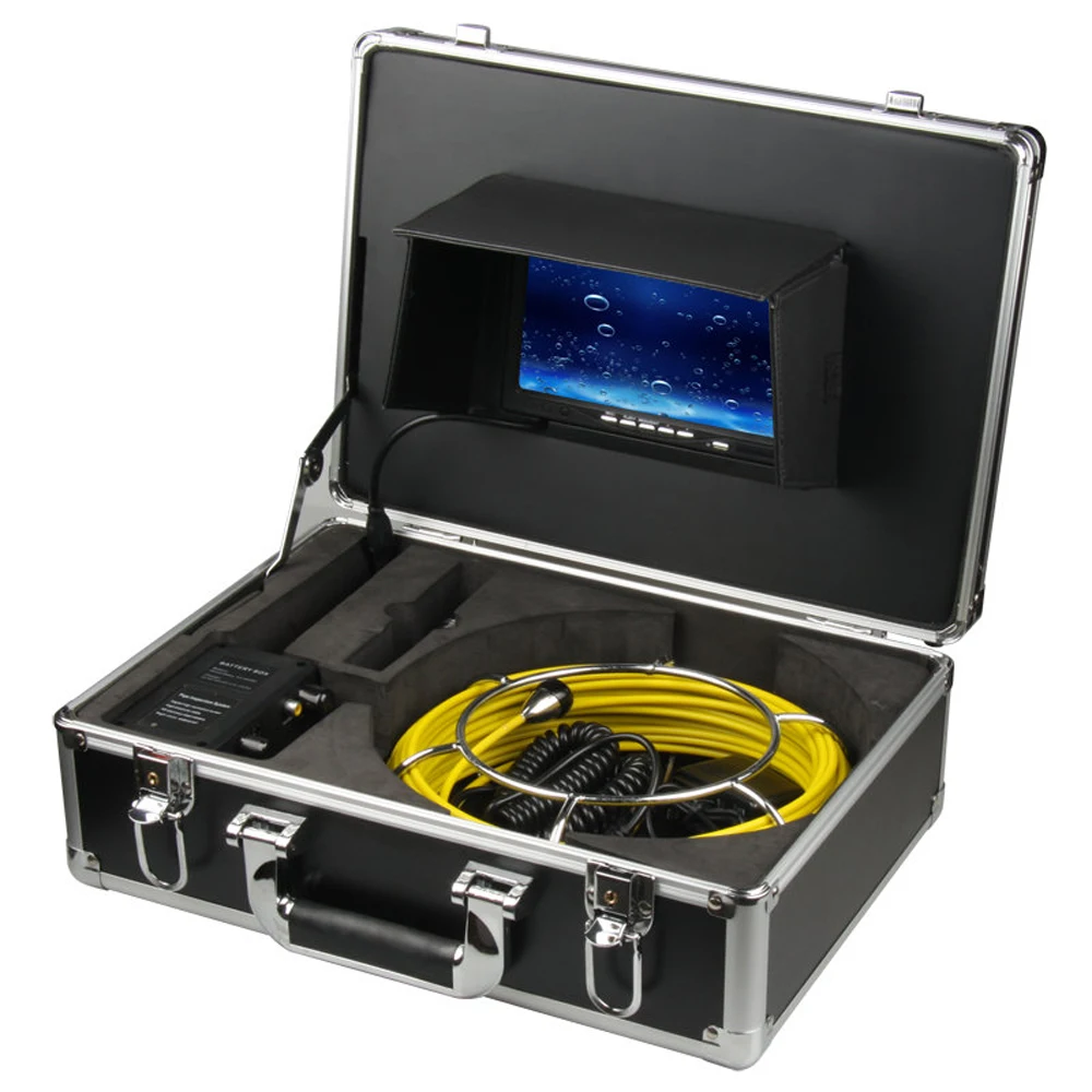 

40M Sewer Waterproof Camera Pipe Pipeline Drain Inspection System 7"LCD DVR 1200TVL Camera with 12 LED Lights 4GB SD Card