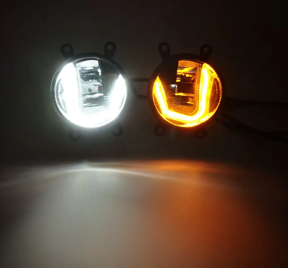 3-IN-1 Functions Auto LED DRL Daytime Running Light Car Projector Fog Lamp with yellow signal For Mitsubishi ASX 2011-2018 | Автомобили и