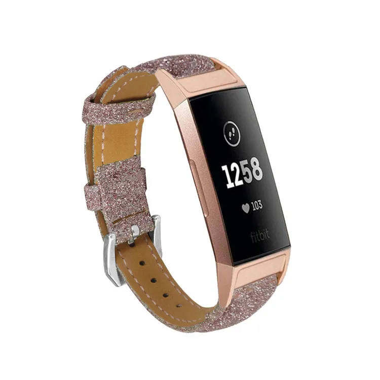 Блестящий кожаный ремешок для Fitbit Charge 3 сменный Браслет фитнес-браслета