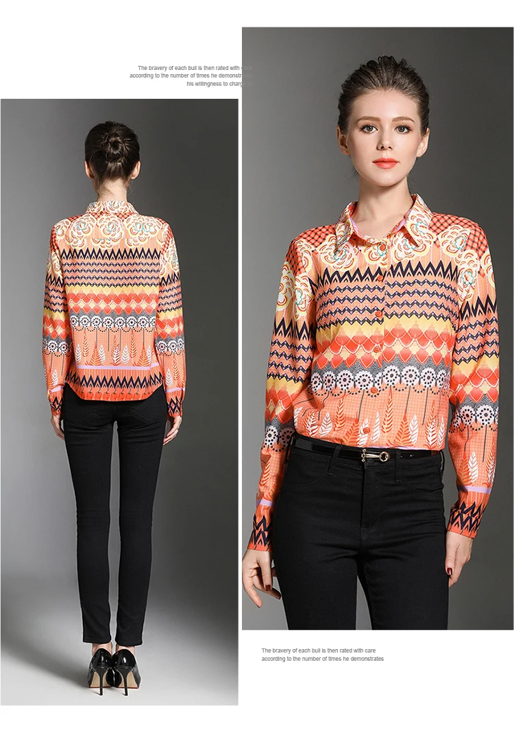 Женская Офисная рубашка с длинным рукавом подиумная отложным воротником и