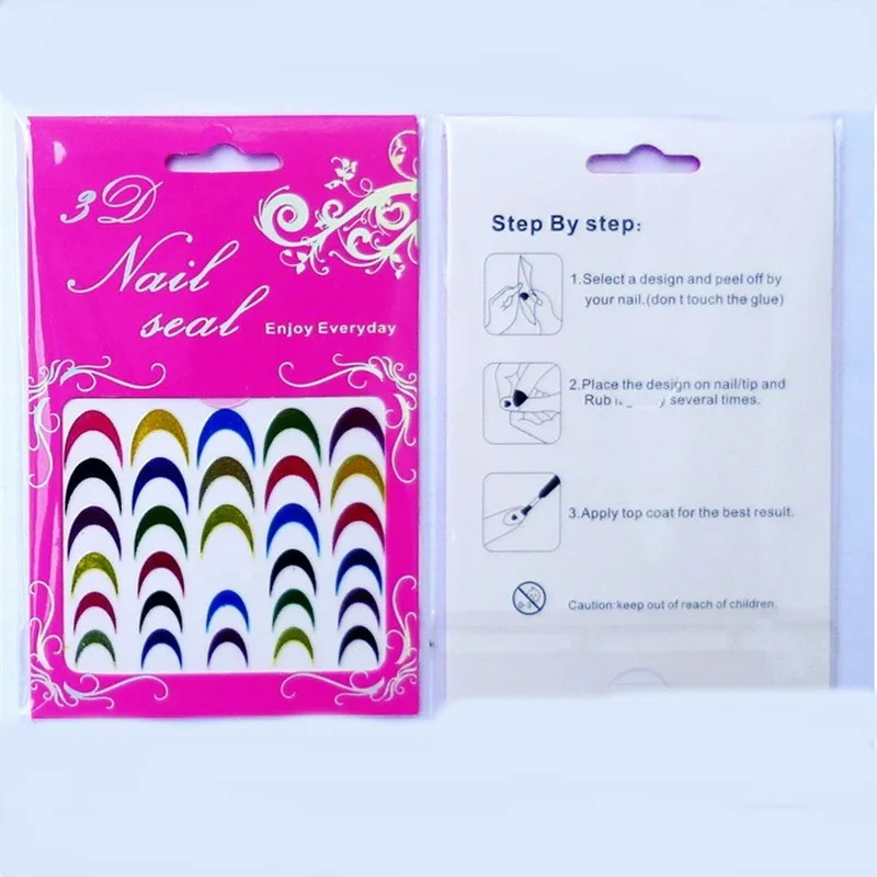 Mtssii 5 sheets/pack Metallic Effect French Manicure DIY Nail Art Sticker Colorful Strap Adhesive Arc Foil Tool | Красота и здоровье