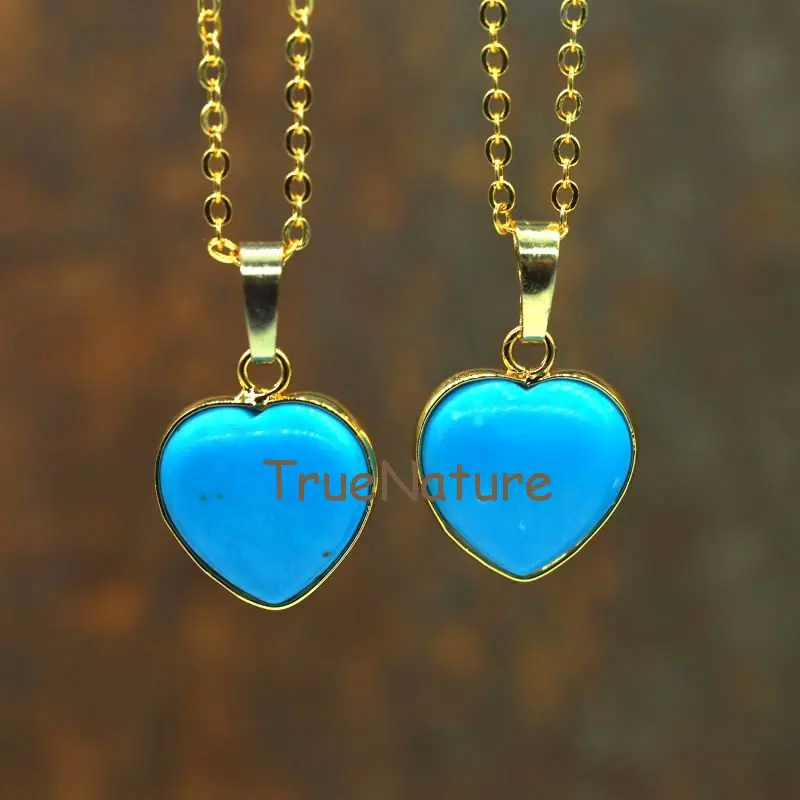 Ожерелье в форме сердца золотые звенья цепочки бирюзы ювелирные изделия 16 32