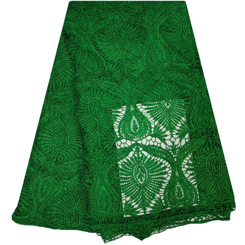 

Water Soluble African Cord Lace 2018 Green Nigerian Laces Embroidery Fabric Lace For Wedding /Party Dress 1272