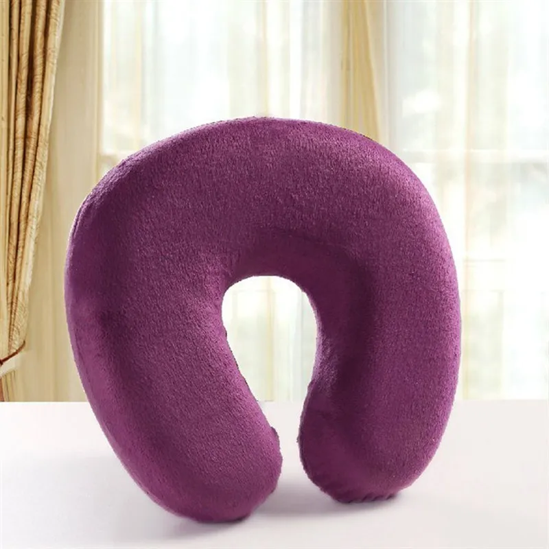 Purple U-образный медленный отскок пены памяти подушка Шейная подушка для путешествий здоровье подголовник для офиса полета автомобиля Путешествия - Цвет: Purple