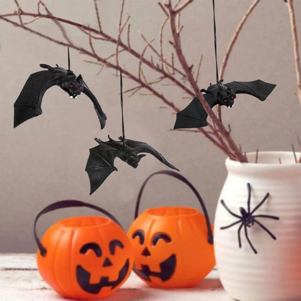 OurWarm Halloween Decoration Horror House Bat Hanging Props Simulation Animals Bats Home Wall Window Decor Halloween Trick Props