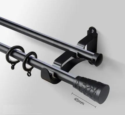 double black color Высокое качество нержавеющая сталь карниз диаметр 19 мм двойные карнизы и аксессуары для спальни/Кабинета/гостиной - Цвет: double black color