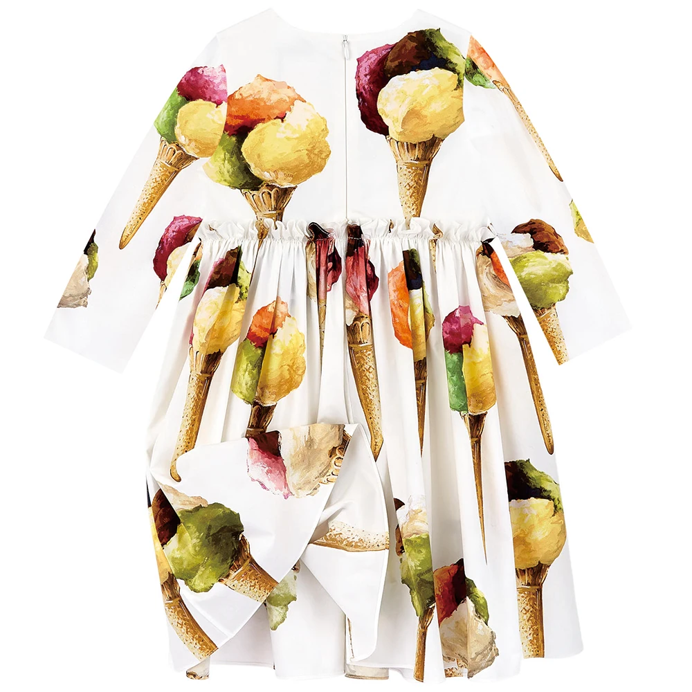 Платье для девочек с мороженым Новинка осени 2018 одежда в стиле принцессы детские