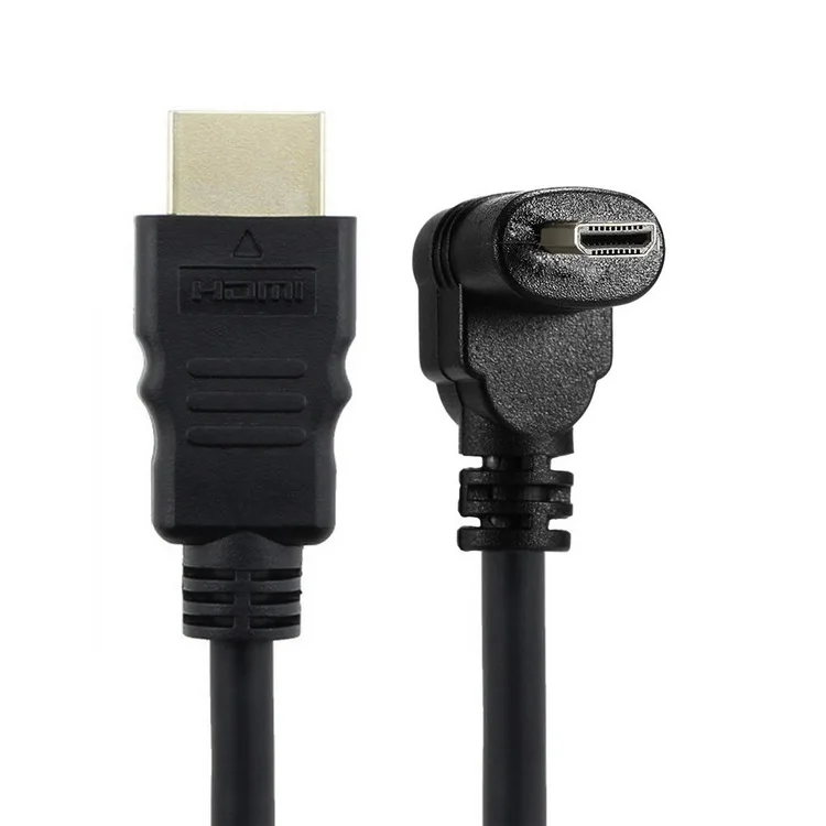 Угловой локтевой кабель HD Type A к Micro D 30 см 1 фут позолоченный 3D 4K 1080p Audio для