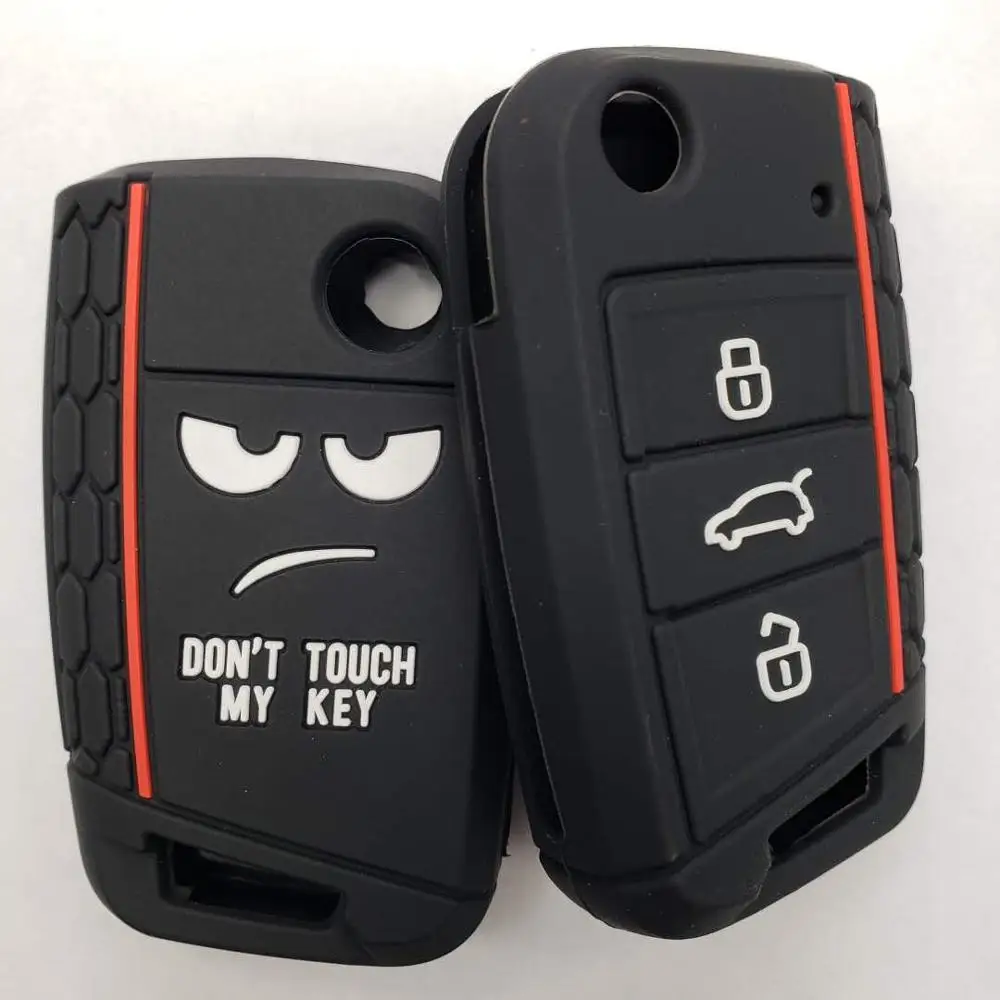 only black cover Dont Touch My Key Llave чехол силиконовый чехол для VW Golf 7 MK7 Seat Leon 3 Ibiza 4 5 Toledo 4 Arona Ateca Skoda Octavia 3 Пульт дистанционного управления - Название цвета: only black cover