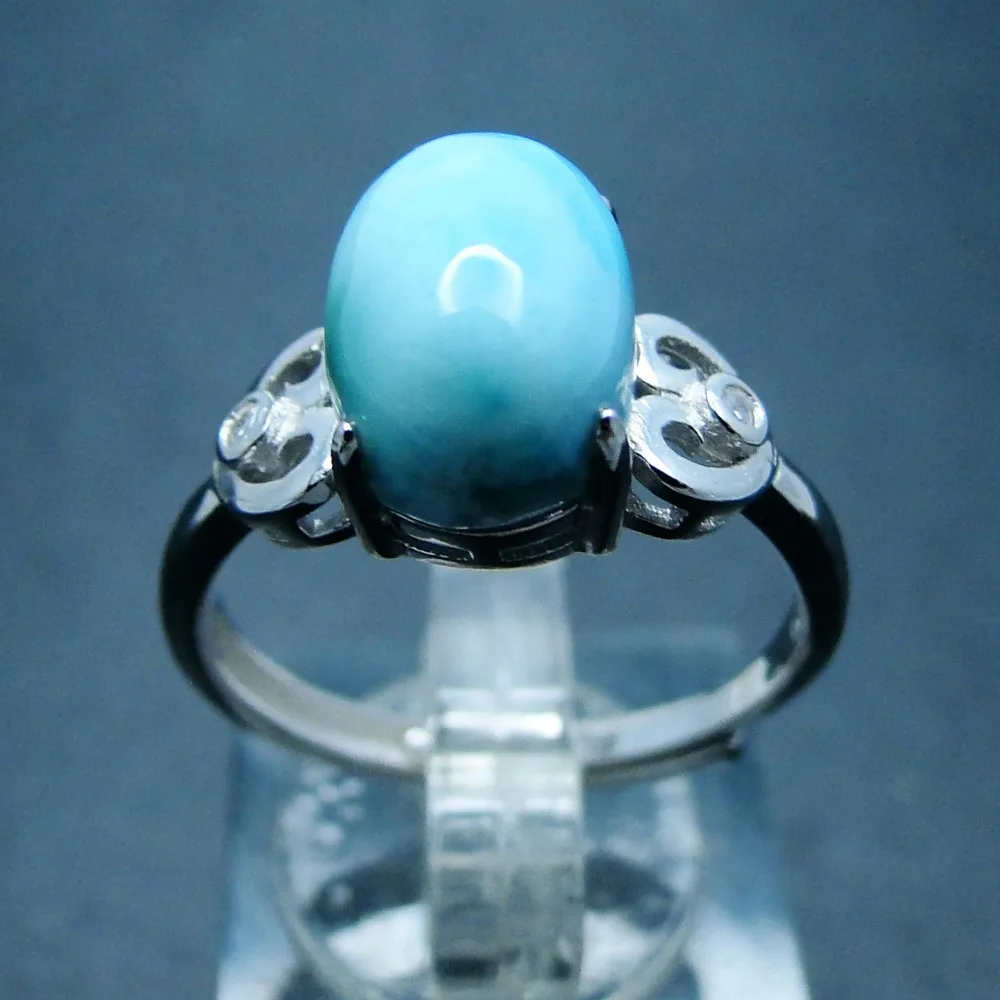 

5pcs/Lot Larimar Jewelry Rings Silver Jewelry Real 100% 925 Sterling Silver Woman Rings for Jewels Wholesellers Jewellers