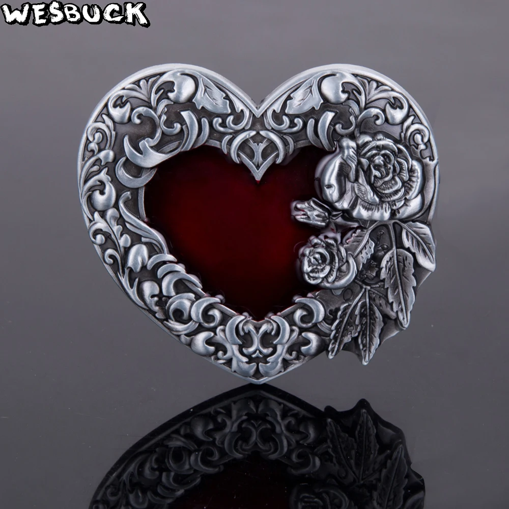 WesBuck Новинка Высокое качество 3D красные любовные розы модная пряжка для ремня