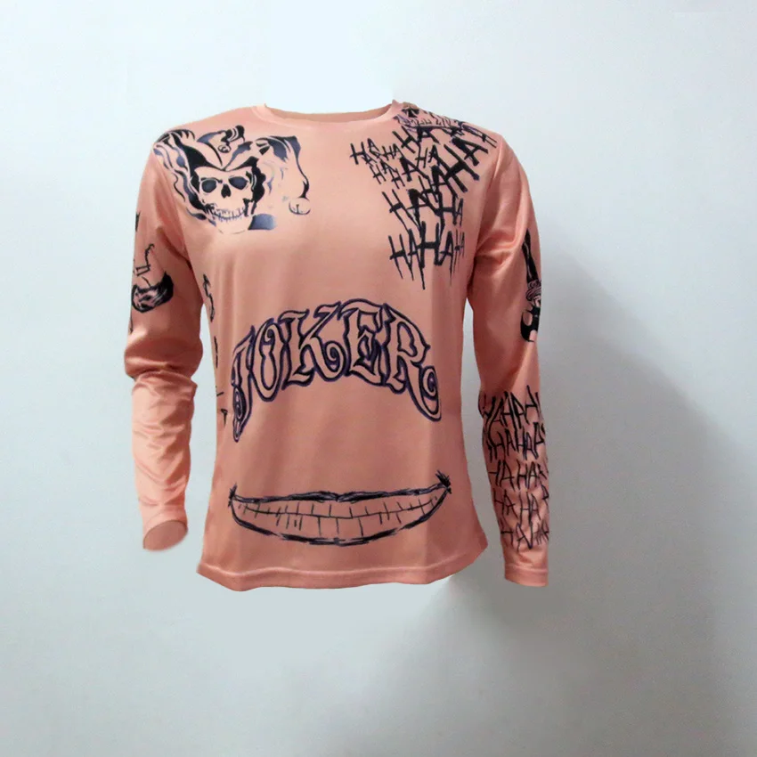 Джокер Дэдшот татуировки Печать Для мужчин рубашка с длинными рукавами Косплэй