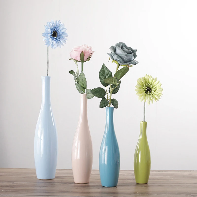 

Modern Minimalist Ceramic Vase Colorful Flower Bottle Adornment Handicraft Office Home Decoration Porcelain Furnishing Articles
