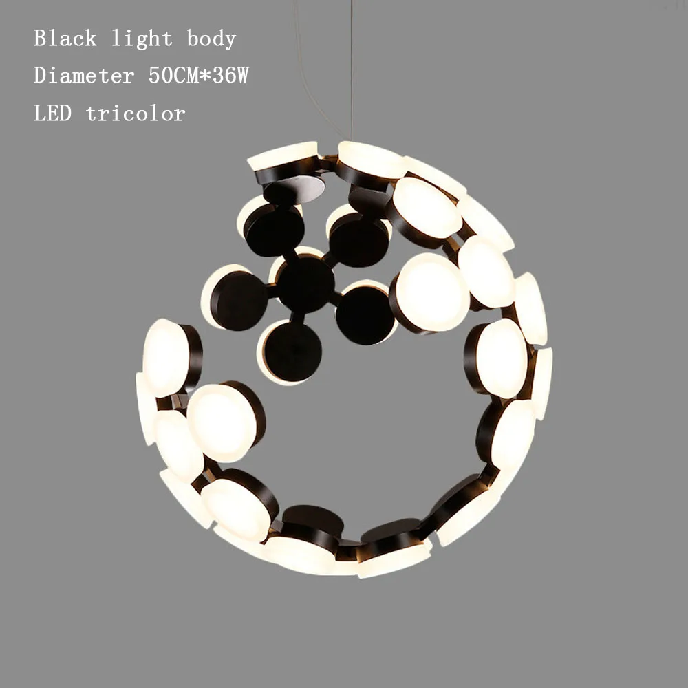 Полулунный светильник подвесной для гостиной светодиодный черно белый