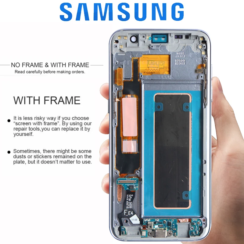 Сенсорный ЖК дисплей Burn Shadow с рамкой для SAMSUNG Galaxy S7 edge G935 G935F|Экраны мобильных