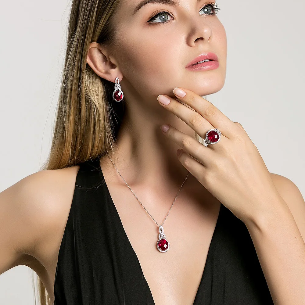 L &amp zuan 7.98ct кулон из Красного камня 100% Серебро 925 пробы ожерелье для женщин