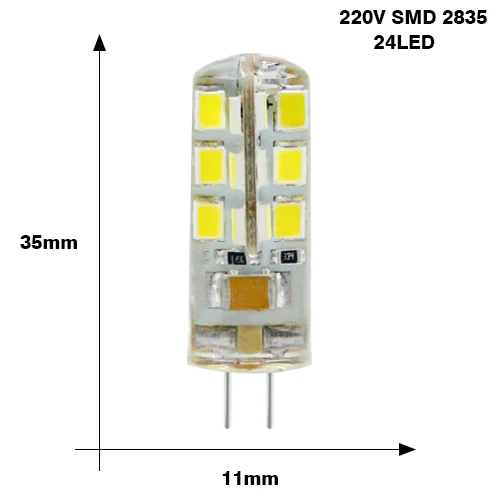 AC 220V 24Leds 10 шт. G4 Светодиодный светильник высокой мощности 3 Вт SMD2835 3014 AC 220 В белый/теплый белый светильник, заменяющий галогенный Точечный светильник, люстра - Испускаемый цвет: AC 220V 24Leds