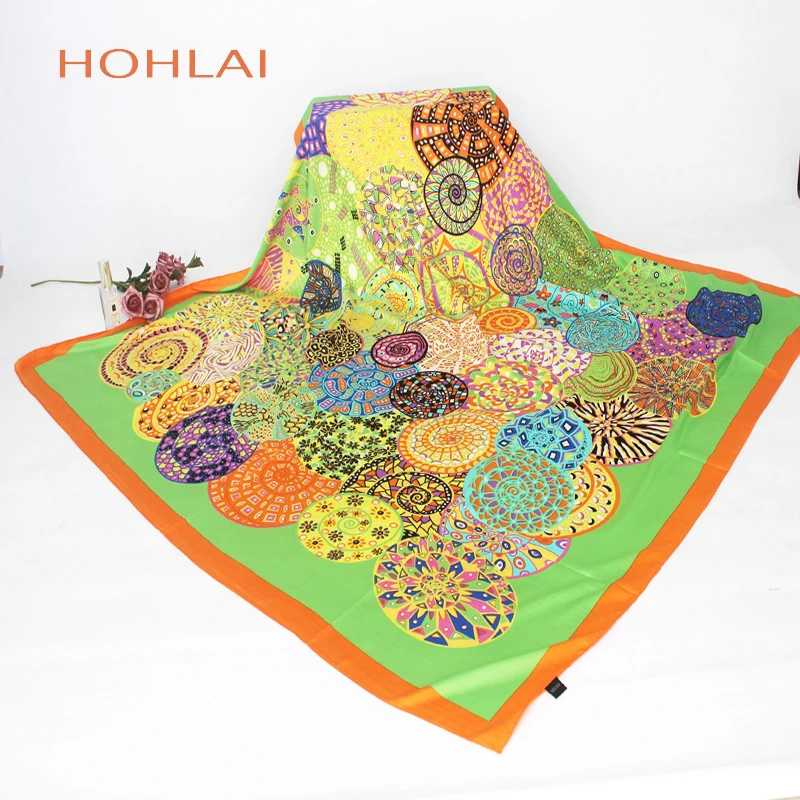 2018 New Fashion Women Geometric Bandana Silk Scarf Luxury Brand Female High Quality Foulard Wraps Shawls Scarves 130*130cm |