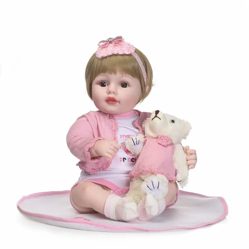 22 &quot/55 см Reborn Silicone Babies blonde hair Коллекционная кукла для детей подарок Реалистичная